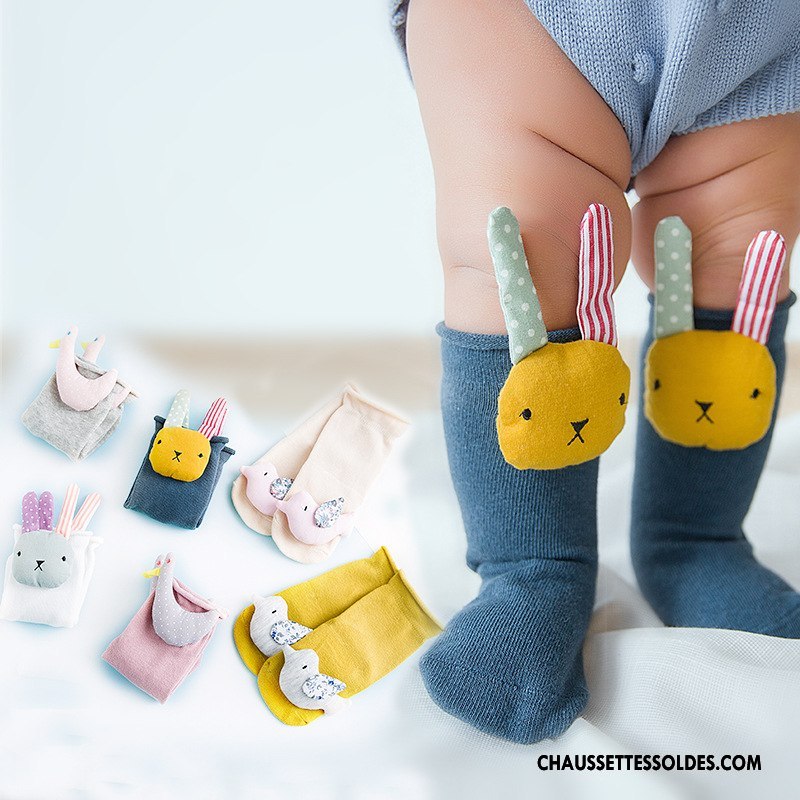 Chaussettes Mi Hautes Garçon Bébé Antidérapant Charmant Bouche Libre Printemps Petit Bleu Marin