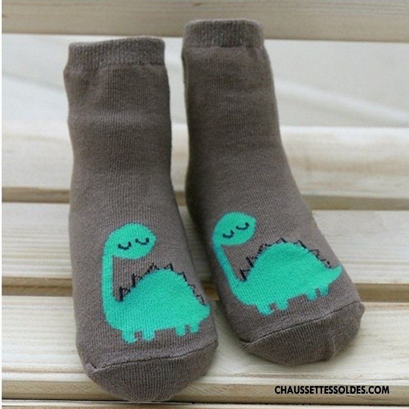 Chaussettes Mi Hautes Garçon Bébé Chaussette Courte Dragon 100% Coton Dessin Animé Hiver Gris Foncé