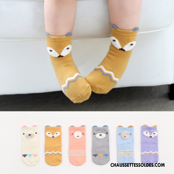 Chaussettes Mi Hautes Garçon Bébé Dessin Animé Le Nouveau Épissure Dimensionnel L'automne Jaune