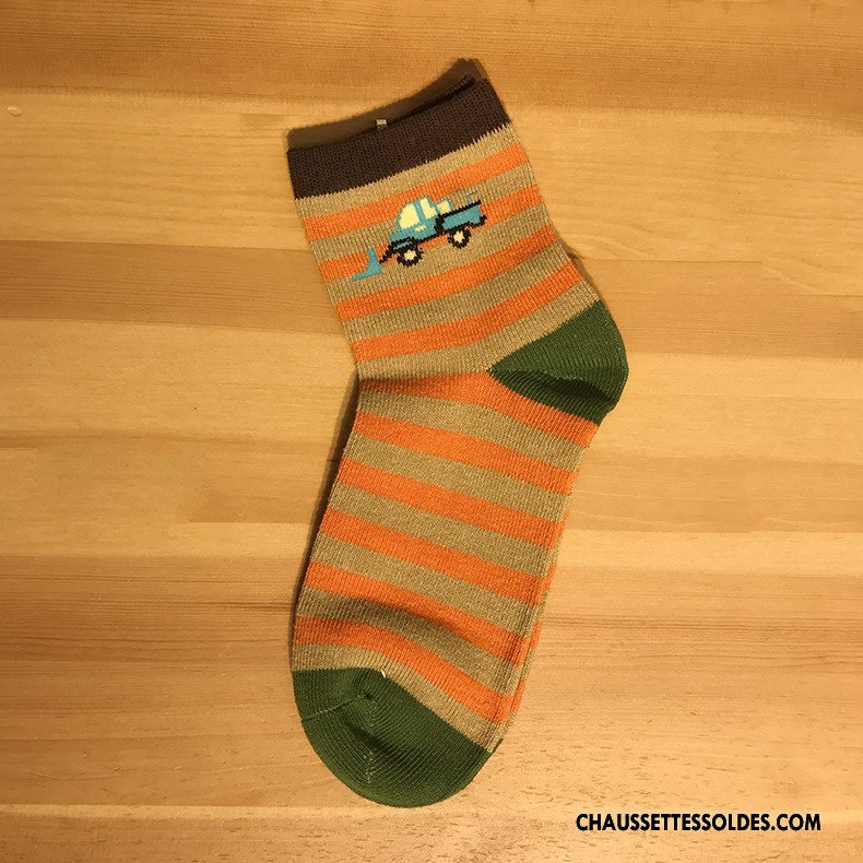 Chaussettes Mi Hautes Garçon Bébé Milieu Enfant Personnalité Coton Bio Dessin Animé Couleurs Mixtes Marron / Brun