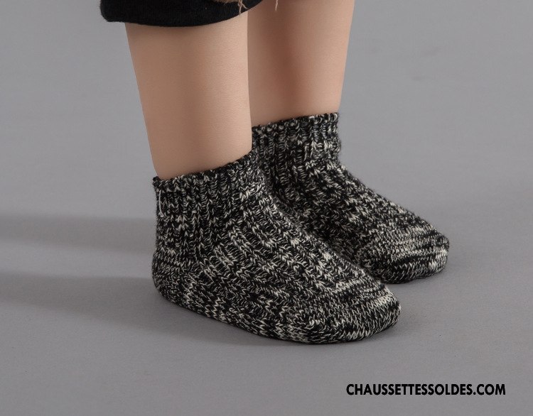 Chaussettes Mi Hautes Garçon Bébé Yarn Chaussette Basse Coupée Petit Coton Bio L'automne Noir