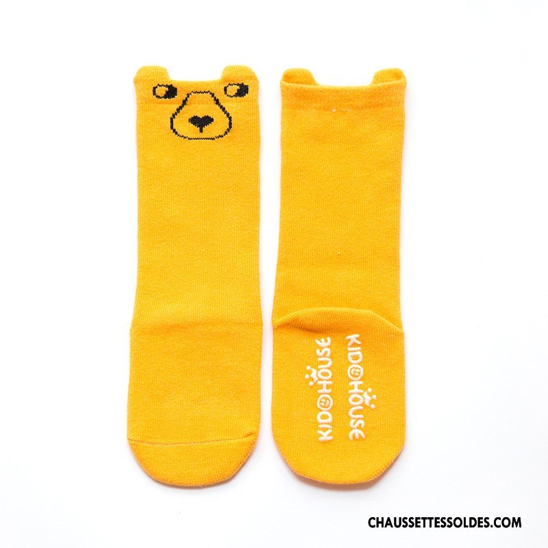 Chaussettes Mi Hautes Garçon Charmant Dessin Animé Bébé Enfant Printemps Milieu Jaune
