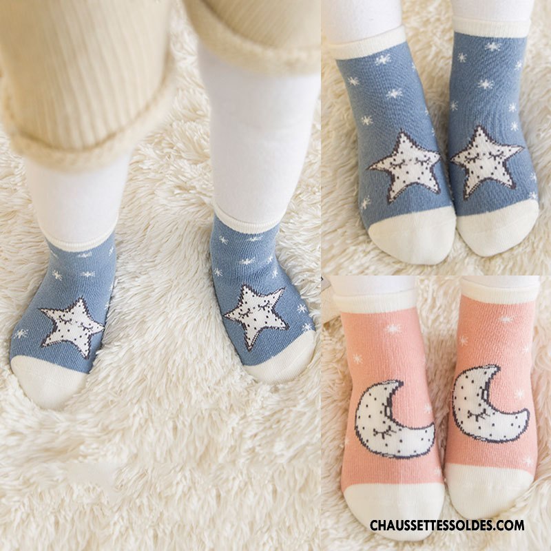 Chaussettes Mi Hautes Garçon Dessin Animé 100% Coton Hiver Milieu Enfant Bébé Bleu