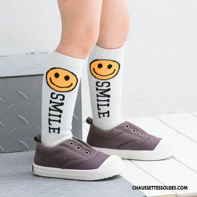 Chaussettes Mi Hautes Garçon Dessin Animé Enfant Le Nouveau Rayé Chaussettes En Coton Milieu Blanc
