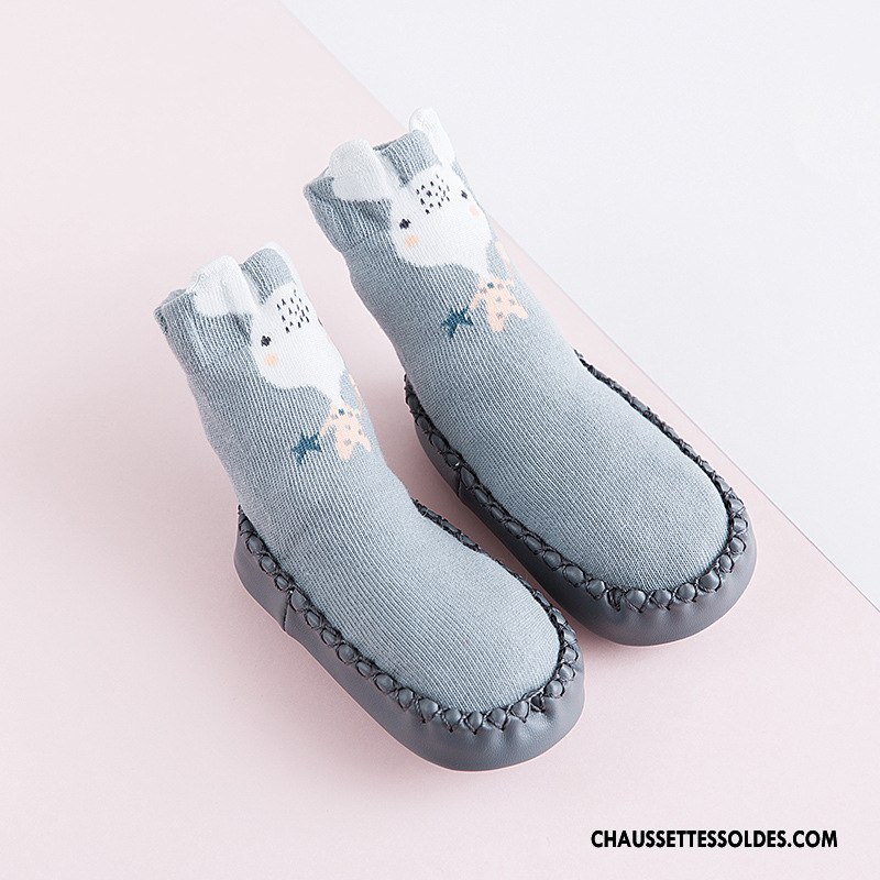 Chaussettes Mi Hautes Garçon Enfant Antidérapant Dessin Animé Bébé L'automne Longue Bleu