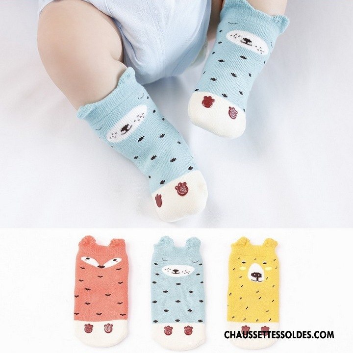Chaussettes Mi Hautes Garçon Enfant Bébé Dessin Animé Dimensionnel Imprimé Renforcé Bleu