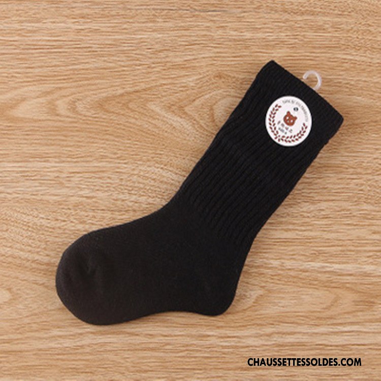 Chaussettes Mi Hautes Garçon Enfant Bébé Milieu Femme Homme Printemps Noir