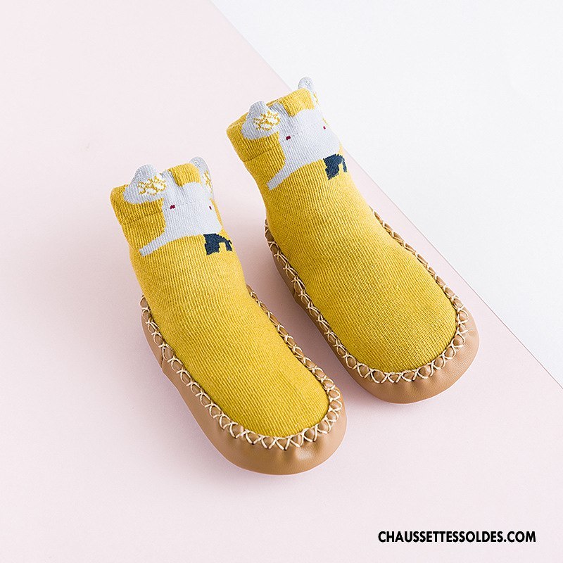 Chaussettes Mi Hautes Garçon Enfant Fluide Doux 100% Coton Antidérapant Confortable Bébé Or