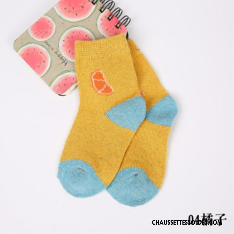 Chaussettes Mi Hautes Garçon Enfant Fruit Le Nouveau Charmant Élève Thermiques Jaune