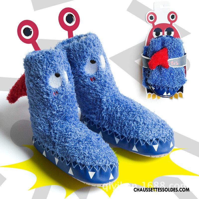 Chaussettes Mi Hautes Garçon Enfant Le Nouveau Caoutchouc Bébé Thermiques Antidérapant Bleu