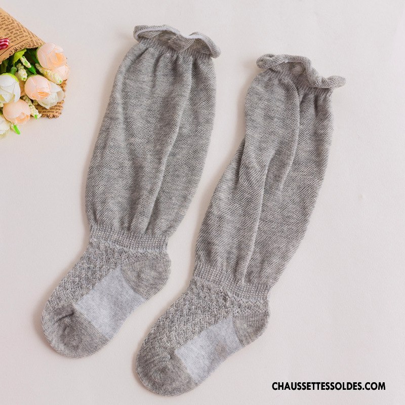 Chaussettes Mi Hautes Garçon Enfant Matelassé Bébé Printemps Mince Long Stock Gris
