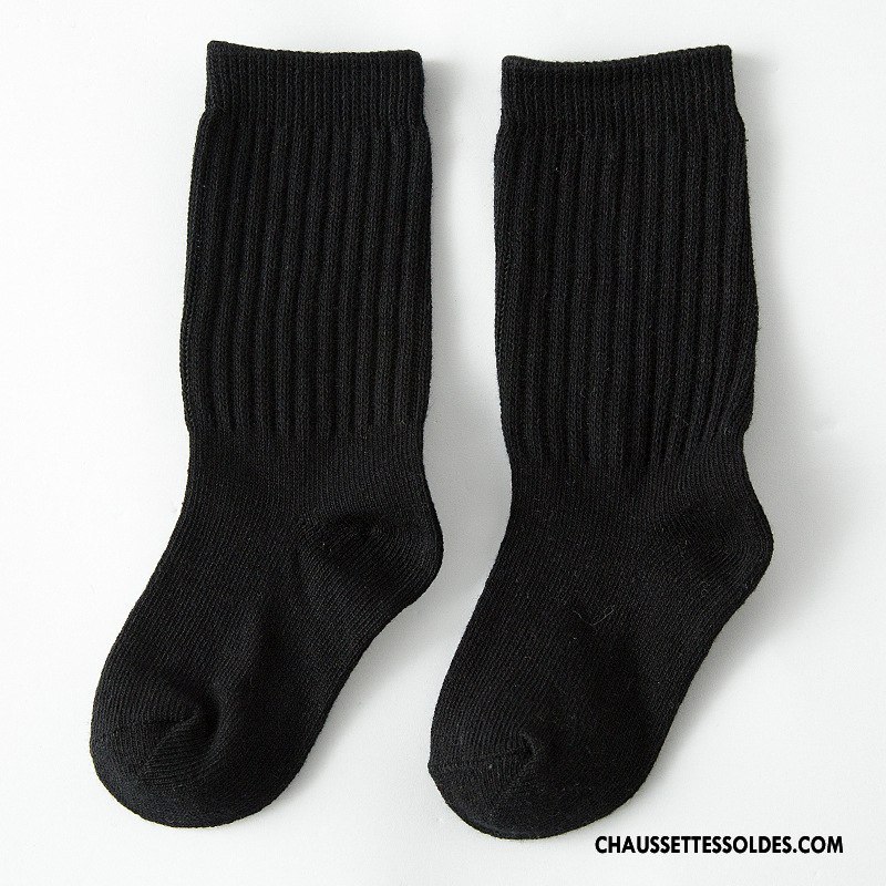 Chaussettes Mi Hautes Garçon Enfant Milieu 100% Coton Printemps Mode Le Nouveau Couleurs De Bonbons Pure Noir
