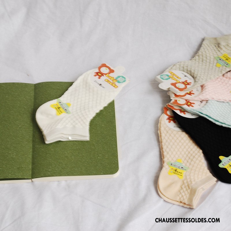 Chaussettes Mi Hautes Garçon Enfant Net Été Respirant Bébé Matelassé Blanc