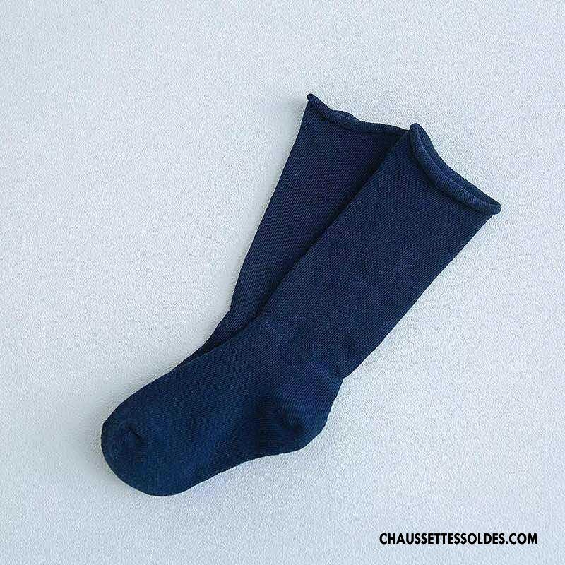 Chaussettes Mi Hautes Garçon Enfant Printemps 100% Coton Milieu Mode Le Nouveau Couleurs De Bonbons Pure Bleu