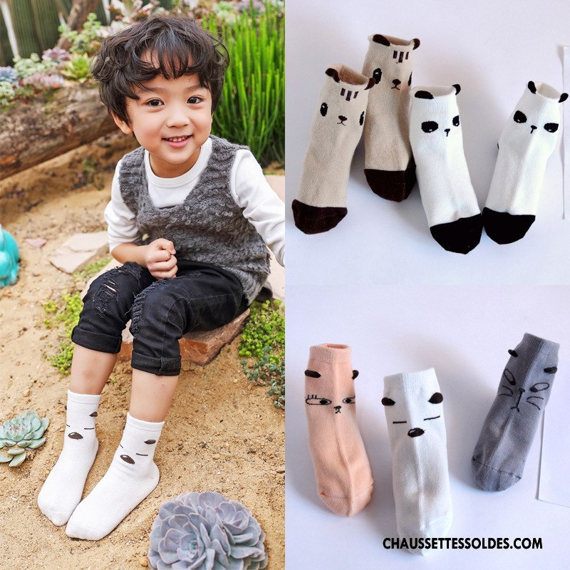 Chaussettes Mi Hautes Garçon Hiver Dimensionnel Enfant Dessin Animé 100% Coton Le Nouveau Blanc