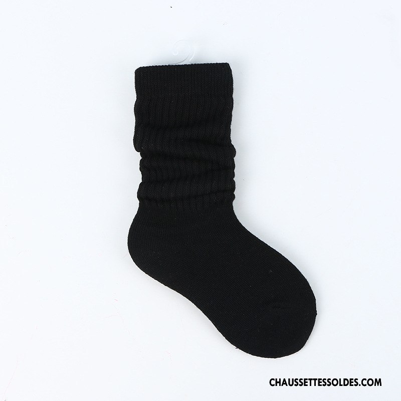 Chaussettes Mi Hautes Garçon Le Nouveau Femme Matelassé Homme Enfant Tous Les Assortis Noir