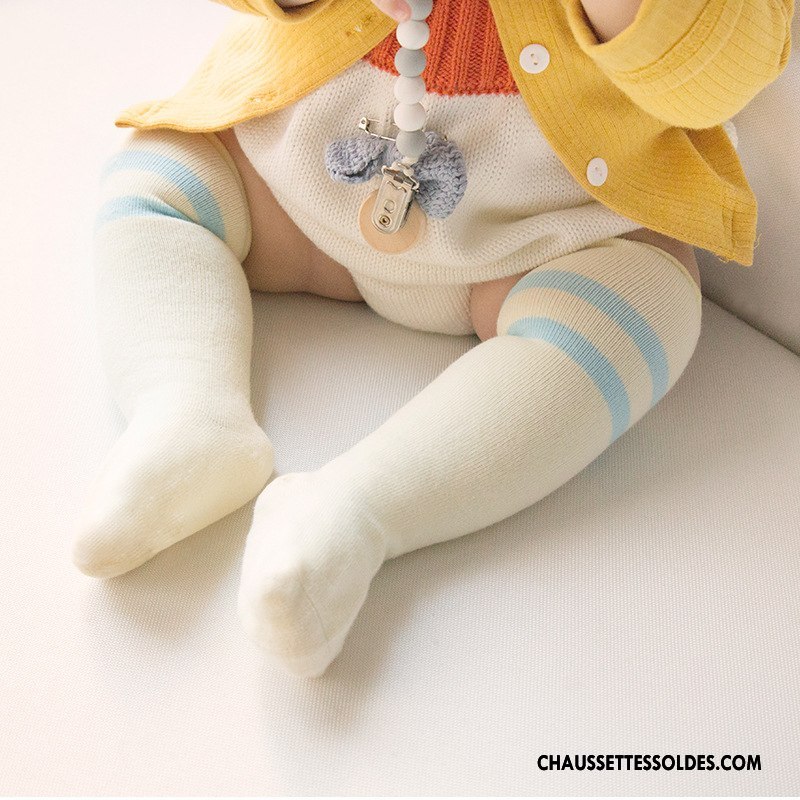 Chaussettes Mi Hautes Garçon Long Stock Bouche Libre Bois Bébé 100% Coton Printemps Jaune