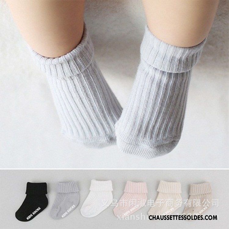 Chaussettes Mi Hautes Garçon Milieu Bébé Rayé Enfant Antidérapant Courte Bleu