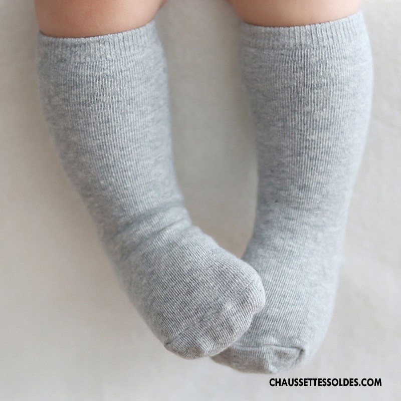 Chaussettes Mi Hautes Garçon Mode Enfant Bébé Le Nouveau L'automne Simple Pure Gris