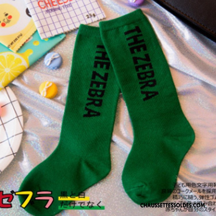 Chaussettes Mi Hautes Garçon Original Désign Mouvement Tendance Enfant Lettre Vert