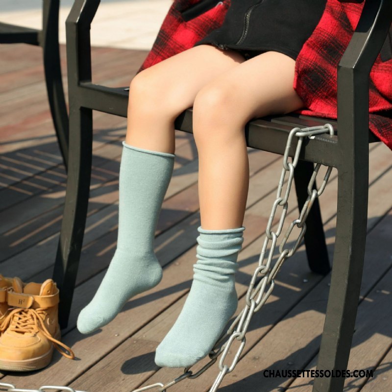 Chaussettes Mi Hautes Garçon Printemps Créatif Original Enfant Milieu Coton Bio Couleurs De Bonbons Pure Vert