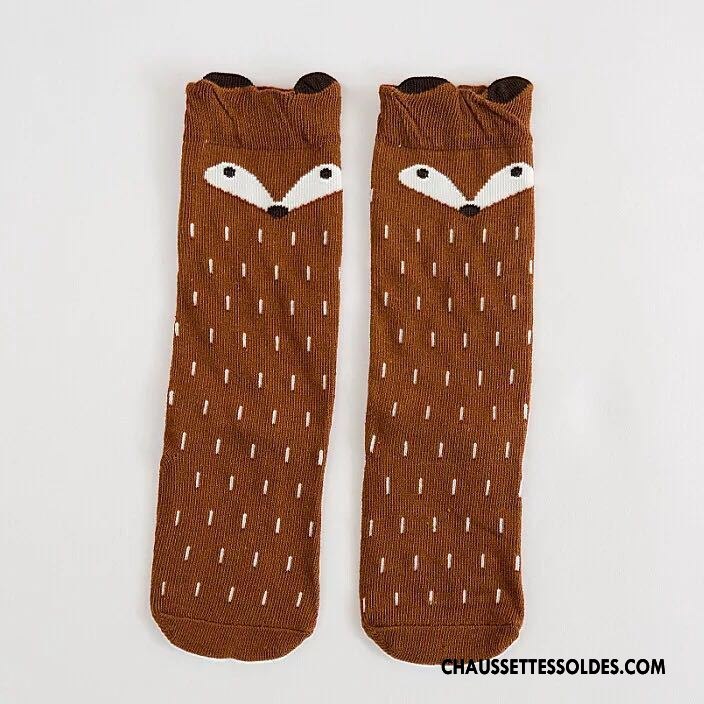 Chaussettes Mi Hautes Garçon Respirant Enfant 100% Coton Milieu Créatif Charmant Marron / Brun