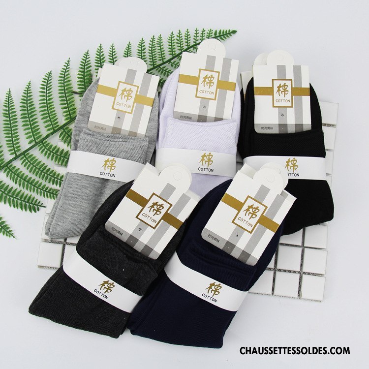 Chaussettes Mi Hautes Homme 100% Coton Casual Respirant De Travail Milieu Absorber La Sueur Pure Noir