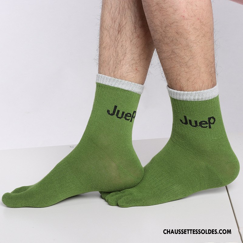Chaussettes Mi Hautes Homme 100% Coton Coton Bio Cinq Doigts Livraison Gratuite Été Antibactérien Vert