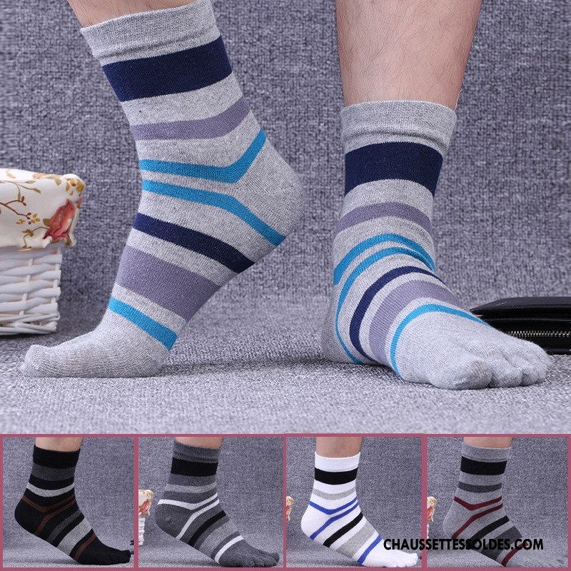 Chaussettes Mi Hautes Homme 100% Coton Coton Bio Été Antibactérien Livraison Gratuite Cinq Doigts Gris