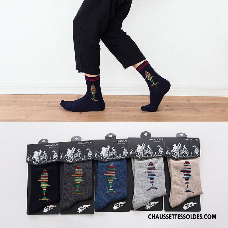 Chaussettes Mi Hautes Homme 100% Coton Milieu Casual Absorber La Sueur Chaussette Courte Requin Bleu