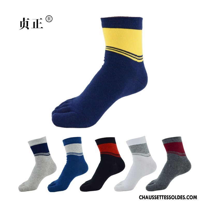 Chaussettes Mi Hautes Homme Absorber La Sueur Printemps Anti-odeur Milieu Mince Respirant Bleu