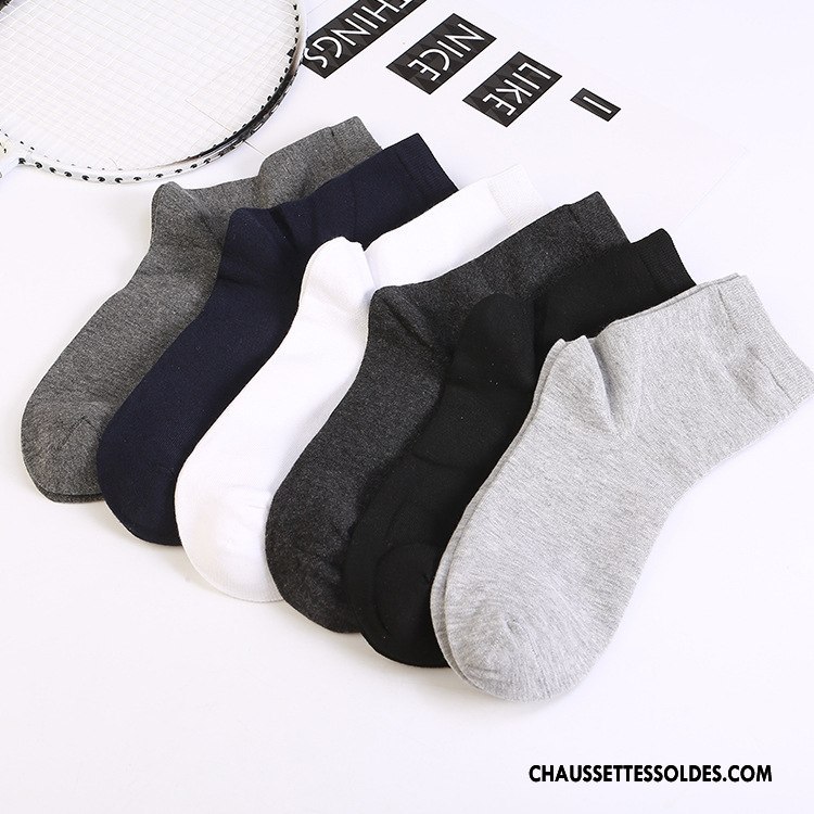 Chaussettes Mi Hautes Homme Absorber La Sueur Respirant Milieu Chaussettes En Coton Le Nouveau Pure Gris