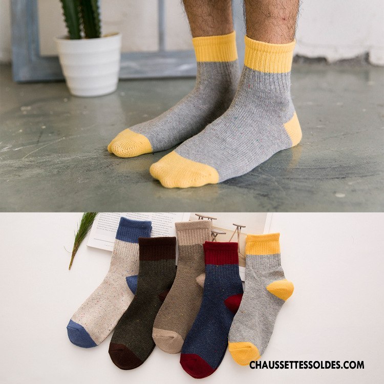 Chaussettes Mi Hautes Homme Absorber La Sueur Ultra Hiver Yarn Le Nouveau L'automne Gris