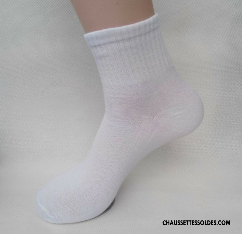 Chaussettes Mi Hautes Homme Adulte L'automne Hiver Matelassé Milieu Mouvement Pure Blanc