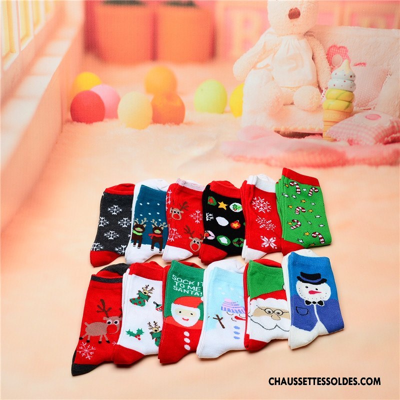 Chaussettes Mi Hautes Homme Adulte Lovers Coton Bio Noël Femme Cerf Coloré Rouge