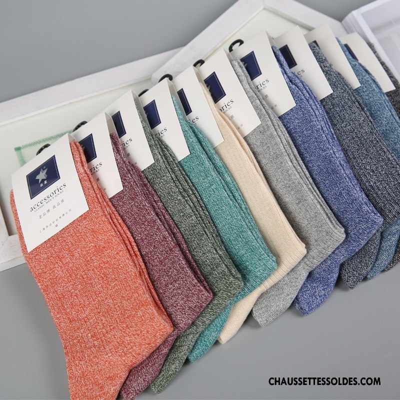 Chaussettes Mi Hautes Homme Anti-odeur Chaussettes En Coton Orange À La Mode Casual Milieu Multicolore