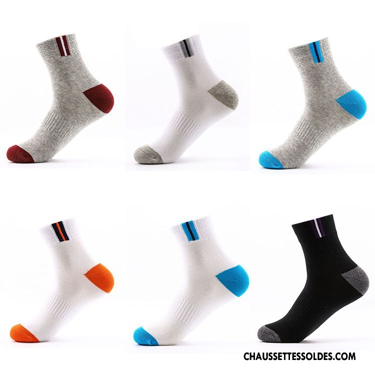 Chaussettes Mi Hautes Homme Anti-odeur Matelassé Mouvement Absorber La Sueur Style Chaud 100% Coton Blanc