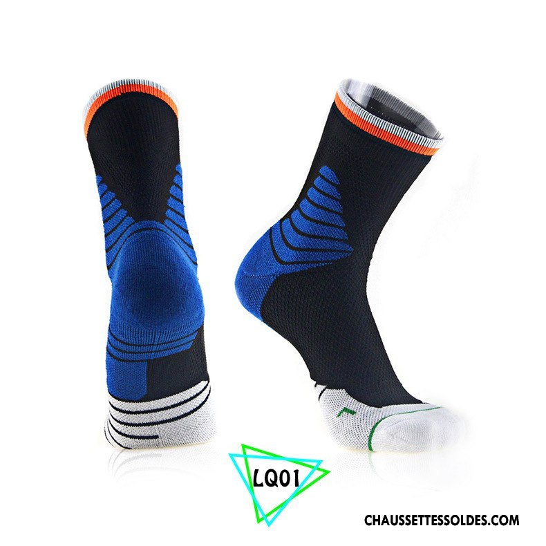 Chaussettes Mi Hautes Homme Anti-odeur Milieu Basket Engrener Mouvement Respirant Bleu Marin