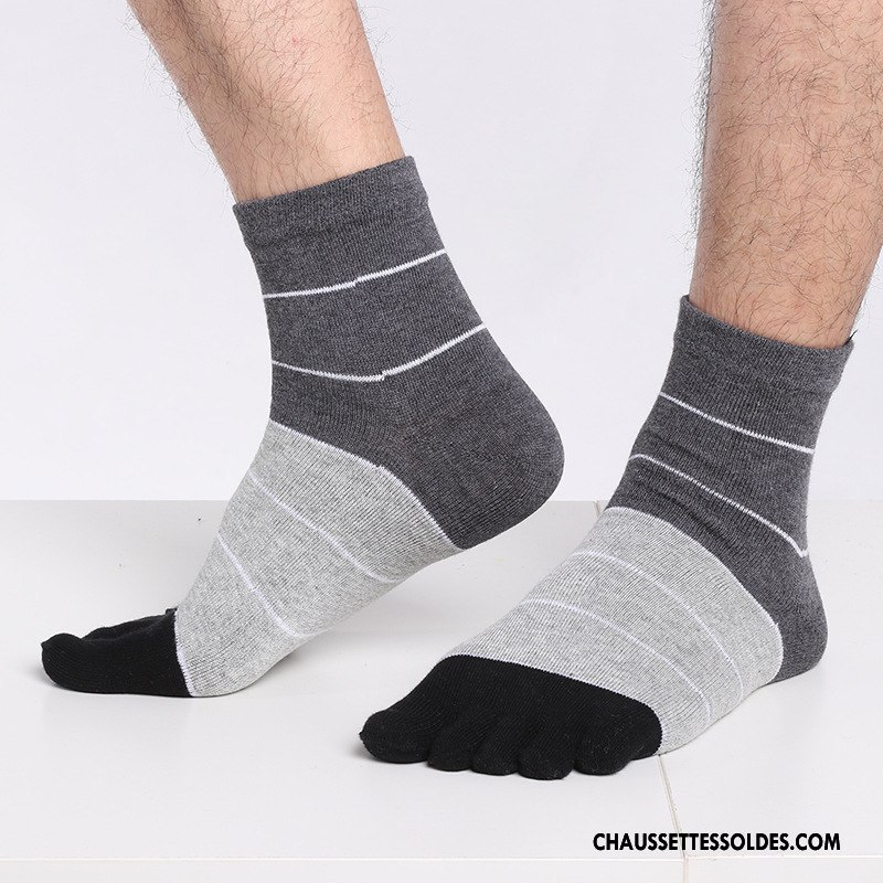 Chaussettes Mi Hautes Homme Antibactérien 100% Coton Cinq Doigts Livraison Gratuite Coton Bio Gris