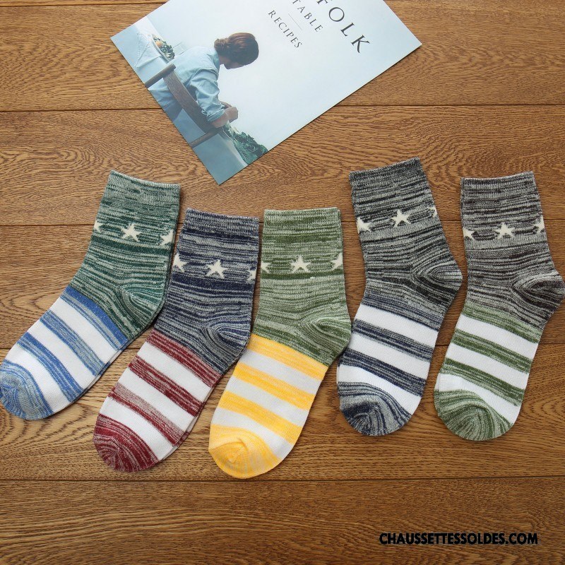 Chaussettes Mi Hautes Homme Basket Rétro Tendance Absorber La Sueur Toutes Les Saisons Milieu Gris