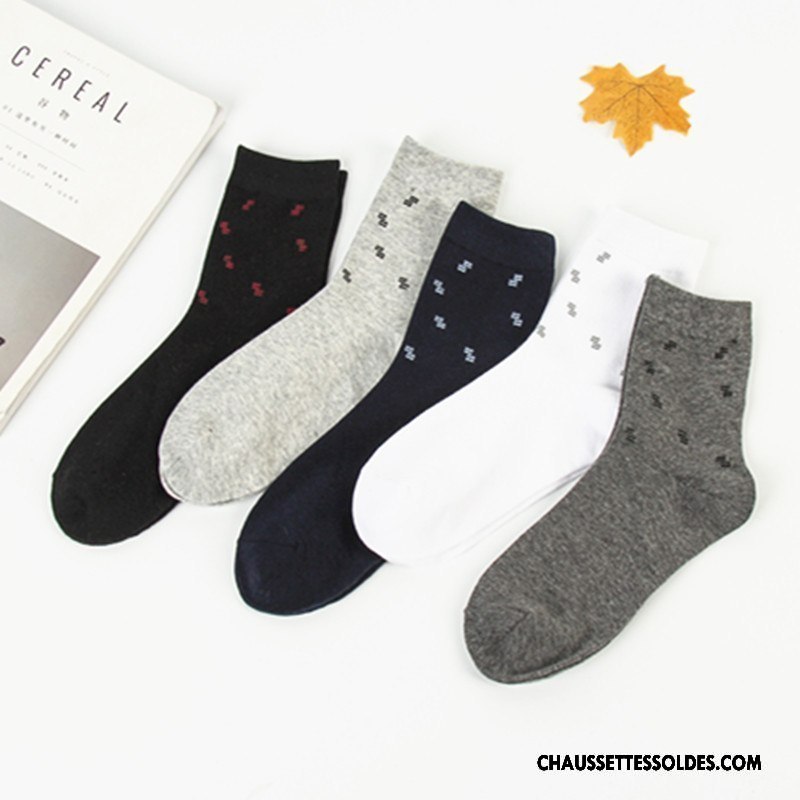 Chaussettes Mi Hautes Homme Carreaux Milieu De Travail Hiver Anti-odeur L'automne Gris