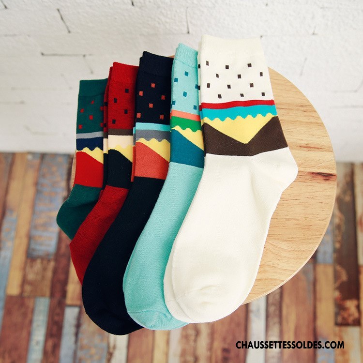 Chaussettes Mi Hautes Homme Casual Coton Bio 100% Coton Mode Milieu Matelassé Blanc