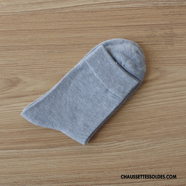 Chaussettes Mi Hautes Homme Casual Hiver Chaussettes En Coton Milieu L'automne Pure Gris