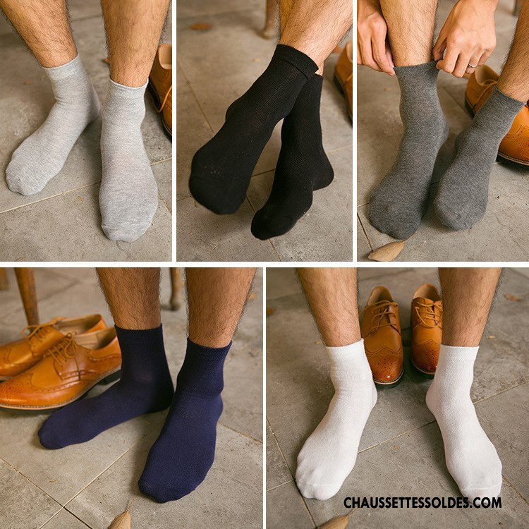 Chaussettes Mi Hautes Homme Casual Matelassé Milieu Pure Bleu