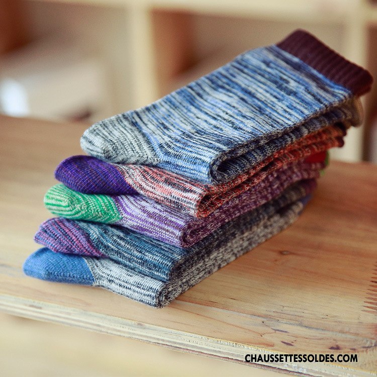 Chaussettes Mi Hautes Homme Chaussettes En Coton Le Nouveau Milieu Renforcé Bleu