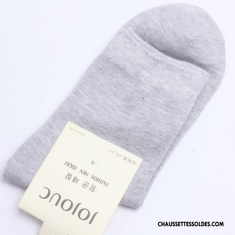Chaussettes Mi Hautes Homme Chaussettes En Coton Milieu Anti-odeur Toutes Les Saisons Absorber La Sueur Casual Pure Noir Gris
