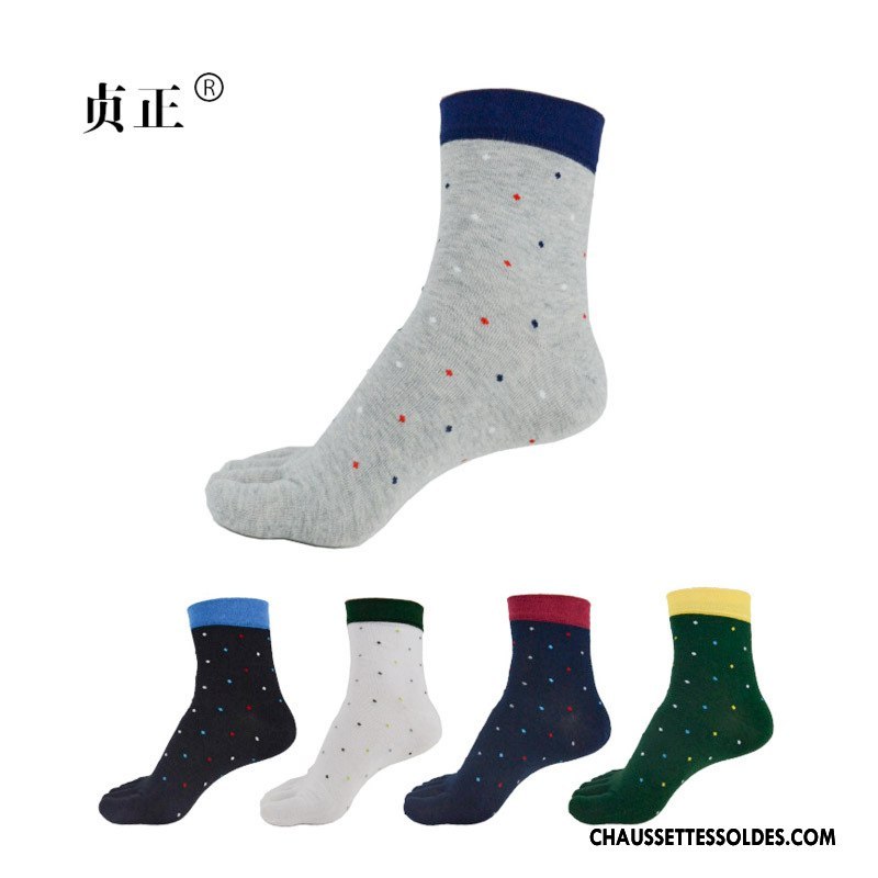 Chaussettes Mi Hautes Homme Cinq Doigts Printemps Chaussettes En Coton Été De Travail Mince Gris