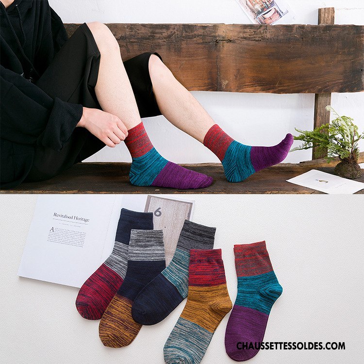 Chaussettes Mi Hautes Homme Coton Bio Style Chaud Chaussette Courte Milieu Le Nouveau Coloré