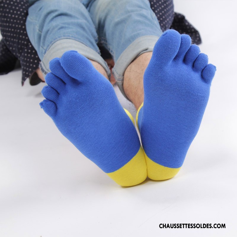 Chaussettes Mi Hautes Homme Courte Respirant Chaussettes En Coton Toutes Les Saisons Milieu Engrener Couleurs Mixtes Bleu