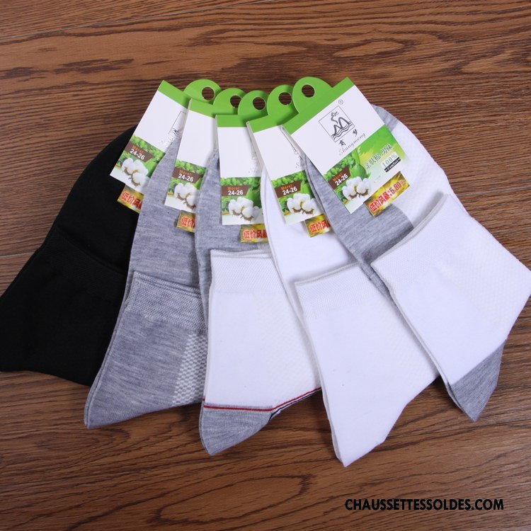 Chaussettes Mi Hautes Homme Creux Guipure Été Casual Milieu 100% Coton Mouvement Blanc